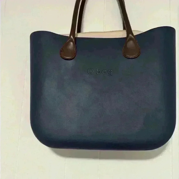 O Bag Italy Borsa Tote Blue Removable Canvas Insert used like anew - Picture 2 of 8